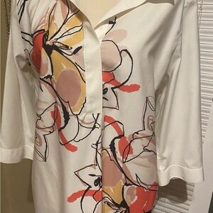 Chico's Floral Blouse in White and Red